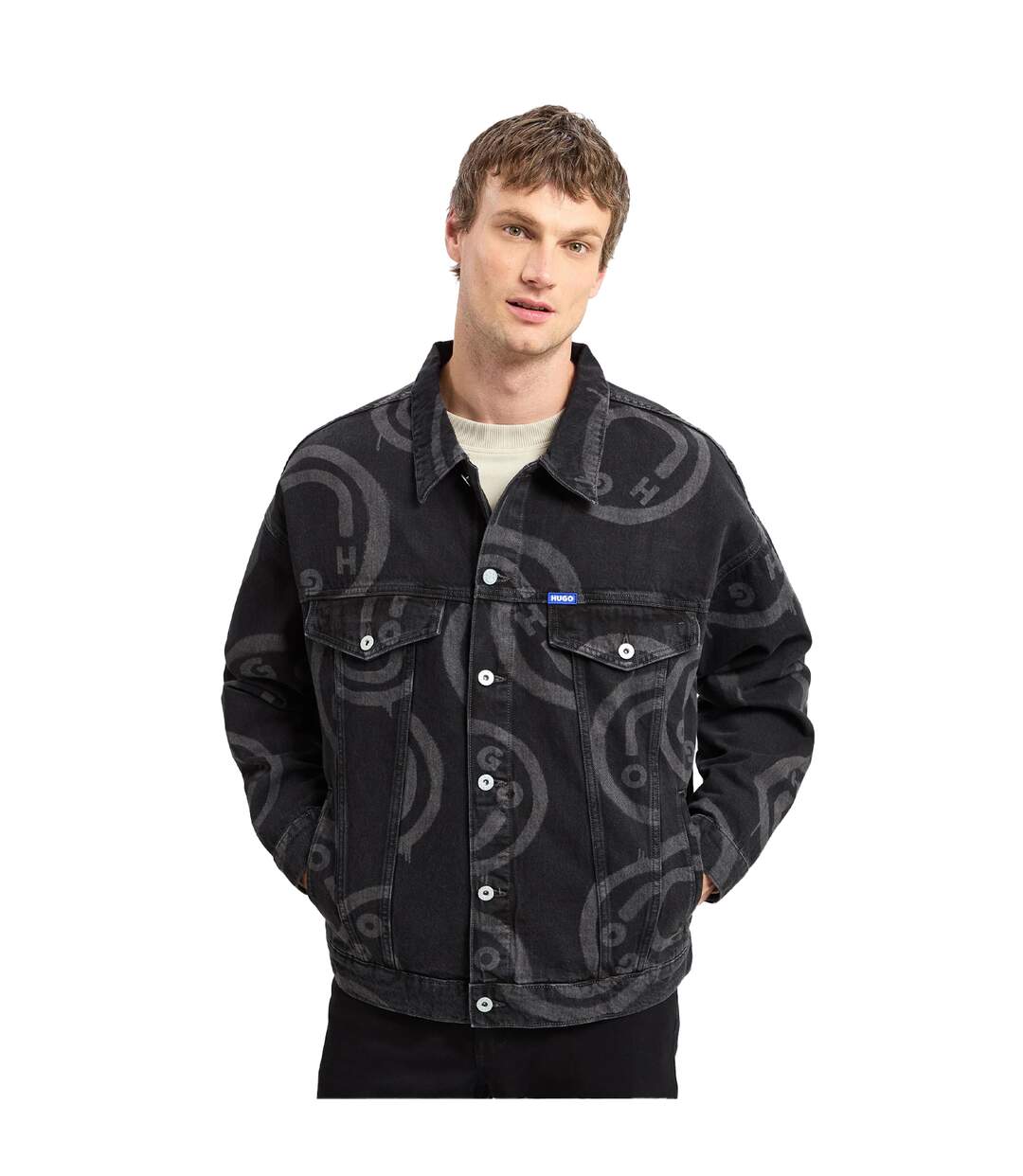 Mens Wes Slim Denim Jacket Black Hugo-4