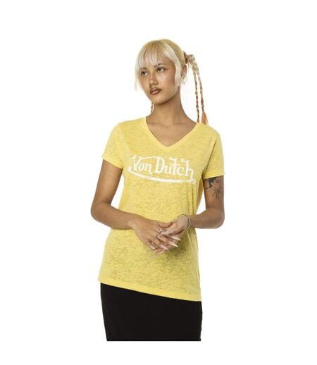 T-shirt femme col V effet dévore et print Classic Vondutch