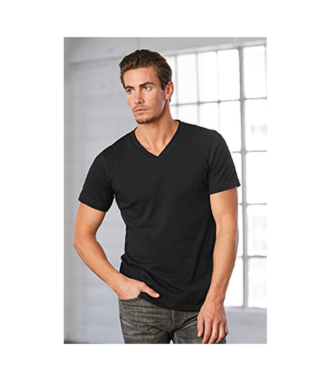 Canvas t-shirt à col v 100% coton homme noir Bella + Canvas