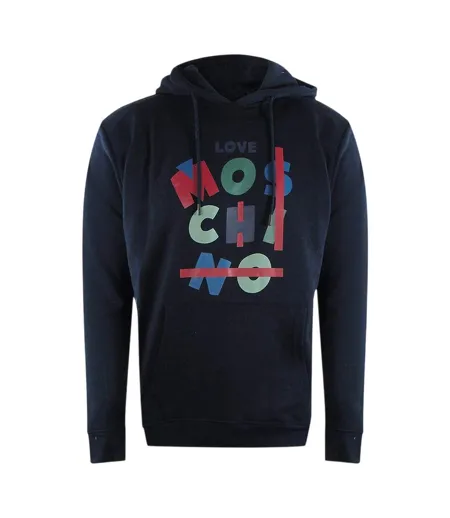 Womens/ladies Jumble Hoodie Navy Blue Love Moschino