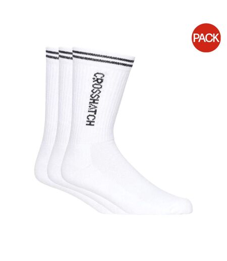 Lot De 3  Chaussettes De Sport Homme Blanc Noir Crosshatch