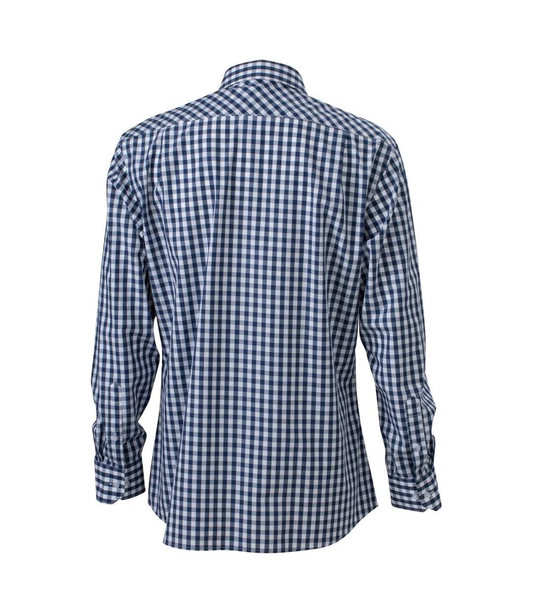 Chemise Motif/style À Carreaux Homme Bleu Marine Blanc James And Nicholson-2