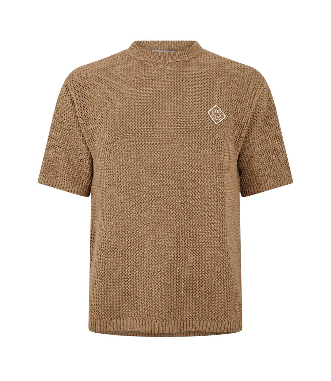Mens Logo Knitted T-shirt Mocha Belier-2