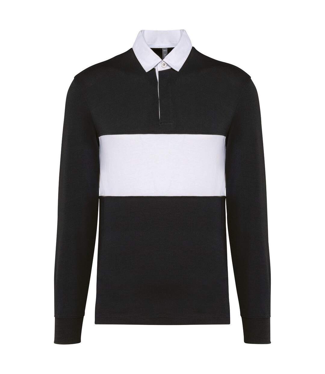 Polo de rugby manches longues - Unisexe - PA429 - noir et blanc