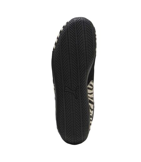 Womens/ladies Speedcat Zebra Print Suede Flat Trainers Black White Puma