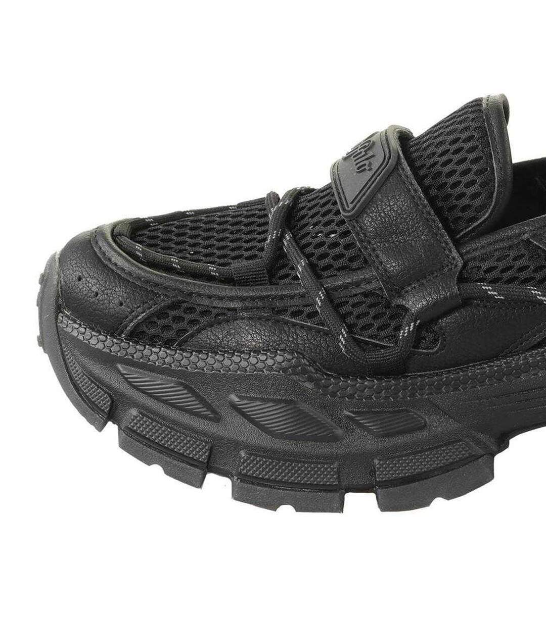 Womens/ladies Chunky Flat Loafers Black Buffalo-2