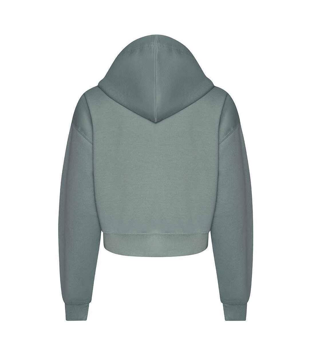 Womens/ladies Cropped Hoodie Dusty Green Awdis-2