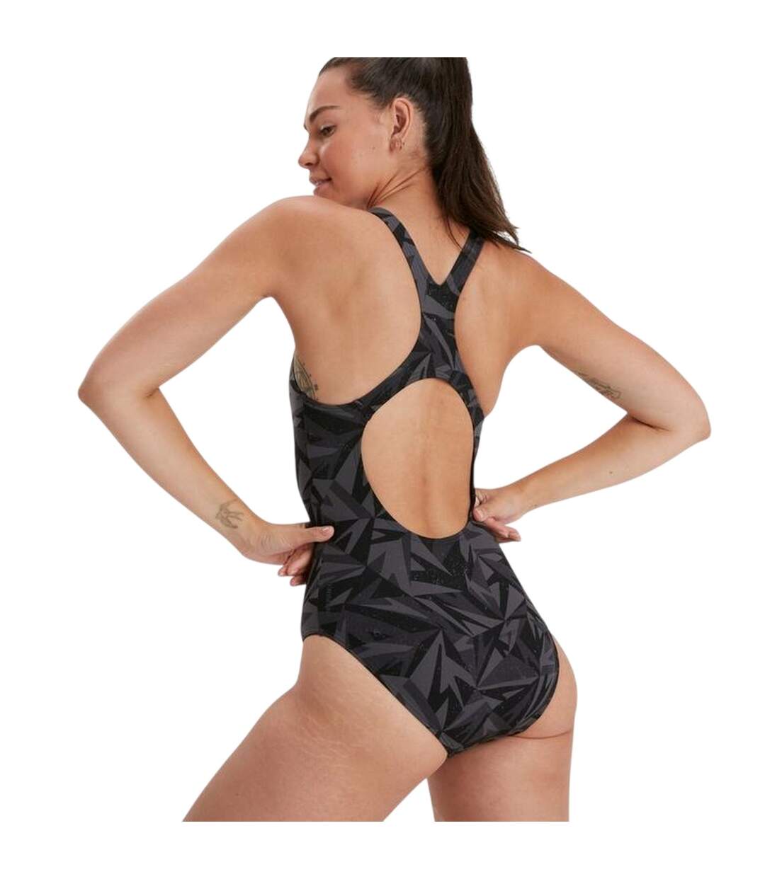 Maillot De Bain 1 Pièce Motif/style Géométrique Hyper Boom Allover Medalist Femme Noir Gris Imprimé Speedo-3