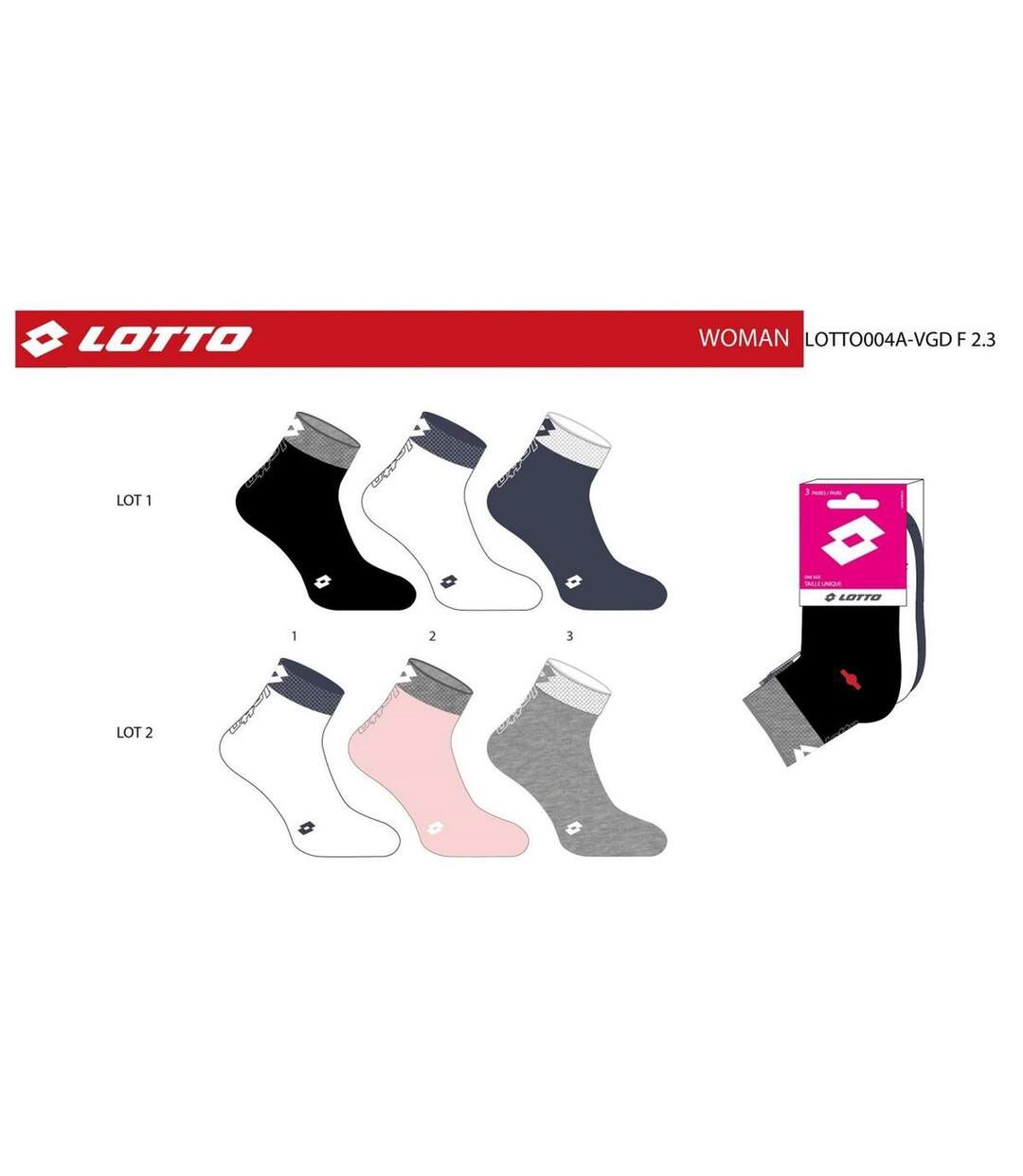 Chaussettes Femme LOTTO Pack de 6 paires QUARTER 2114-4