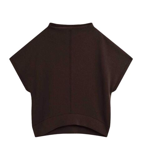 Womens/ladies Plain Boxy Sleeveless T-shirt Dark Brown Ted Baker