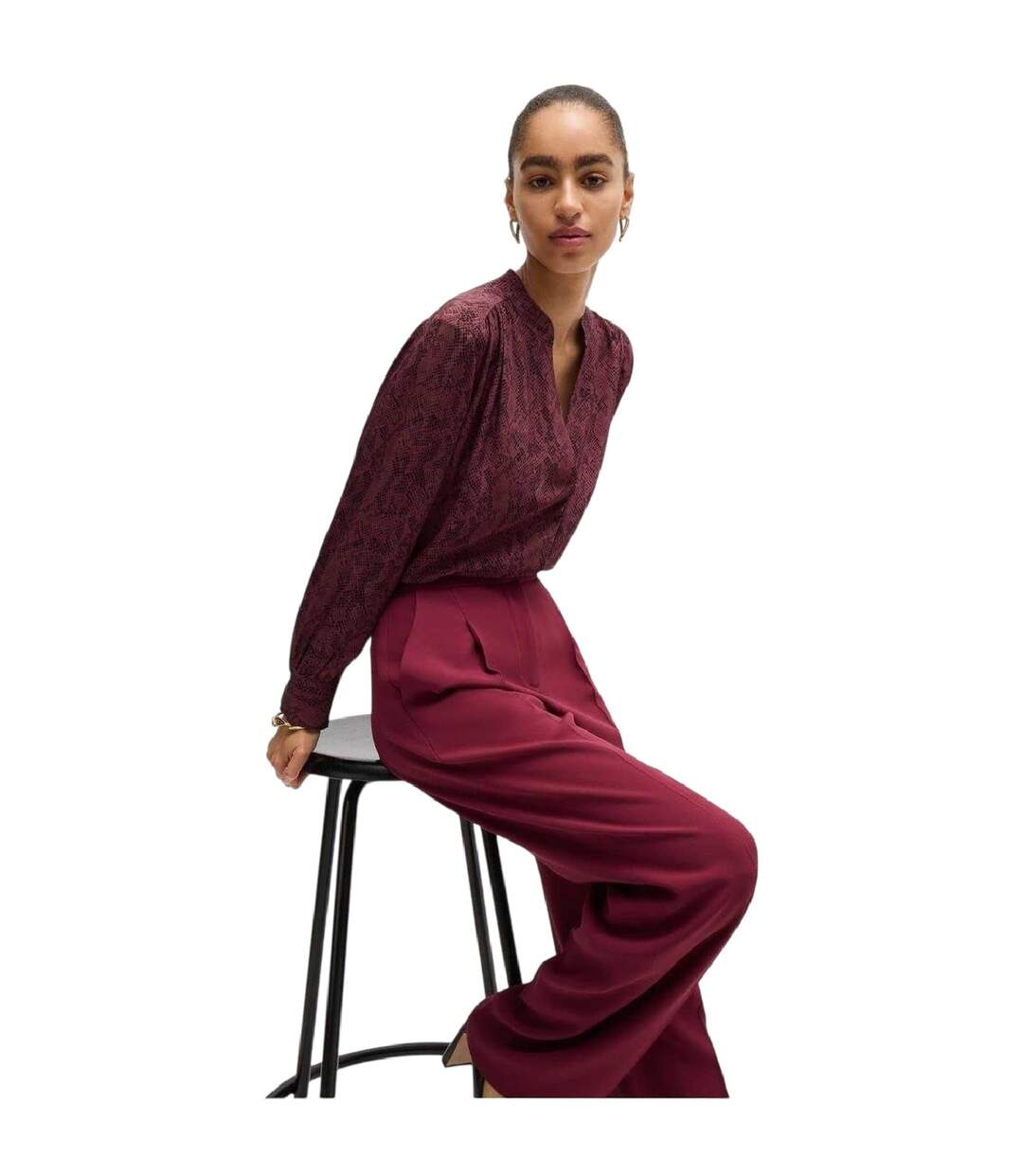 Blouse Manches Longues Motif/style Imprimé Serpent Femme Bordeaux Boss-4