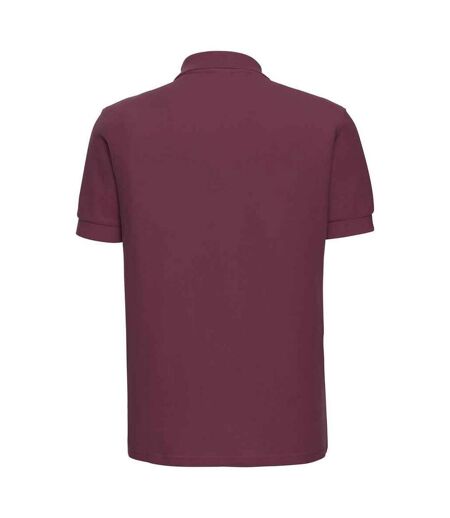 Mens ultimate cotton pique polo shirt burgundy Russell