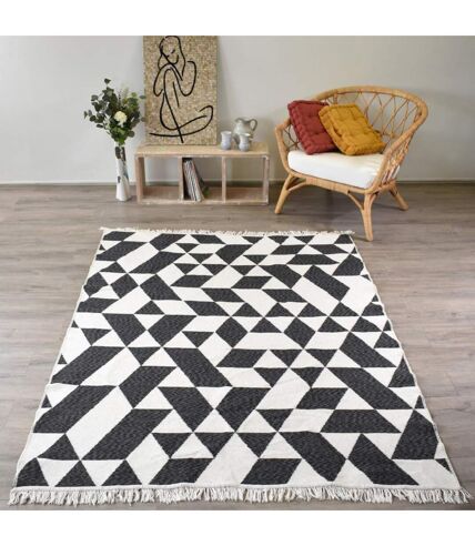 Tapis kilim reversible en coton motif géométrique BI