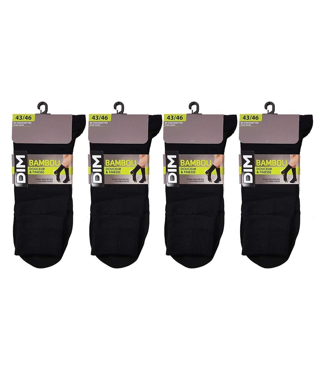 Chaussettes homme DIM en Coton Confort et Elegance -Assortiment modèles photos selon arrivages- Pack de 4 Paires Bambou-2