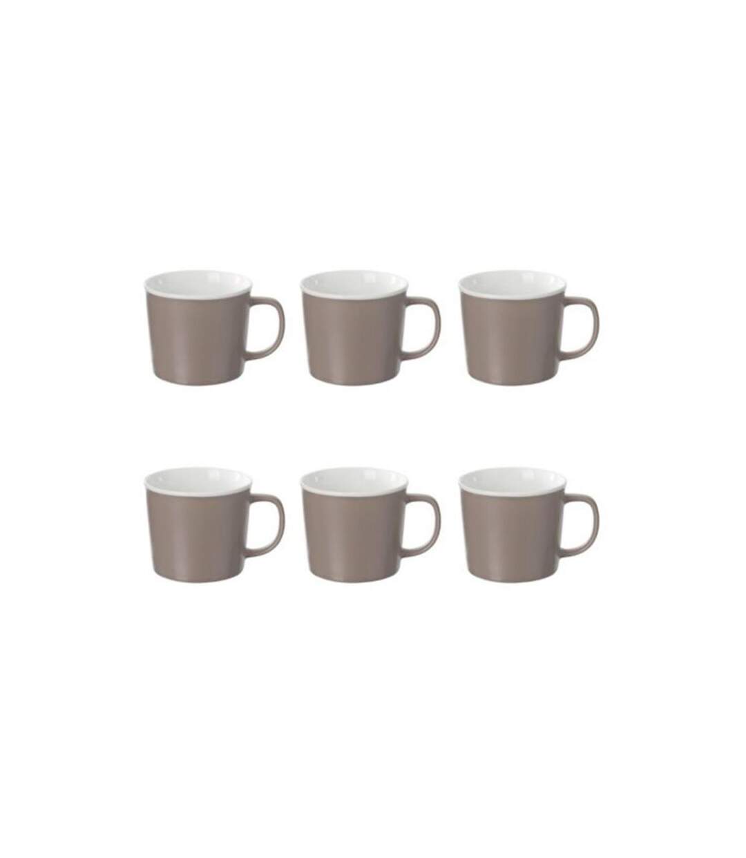 Lot de 6 Mugs en Porcelaine Nature 38cl Taupe-1