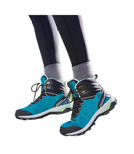 Womens/ladies Leather Waterproof Thermal Hiking Boots Dark Teal Mountain Warehouse