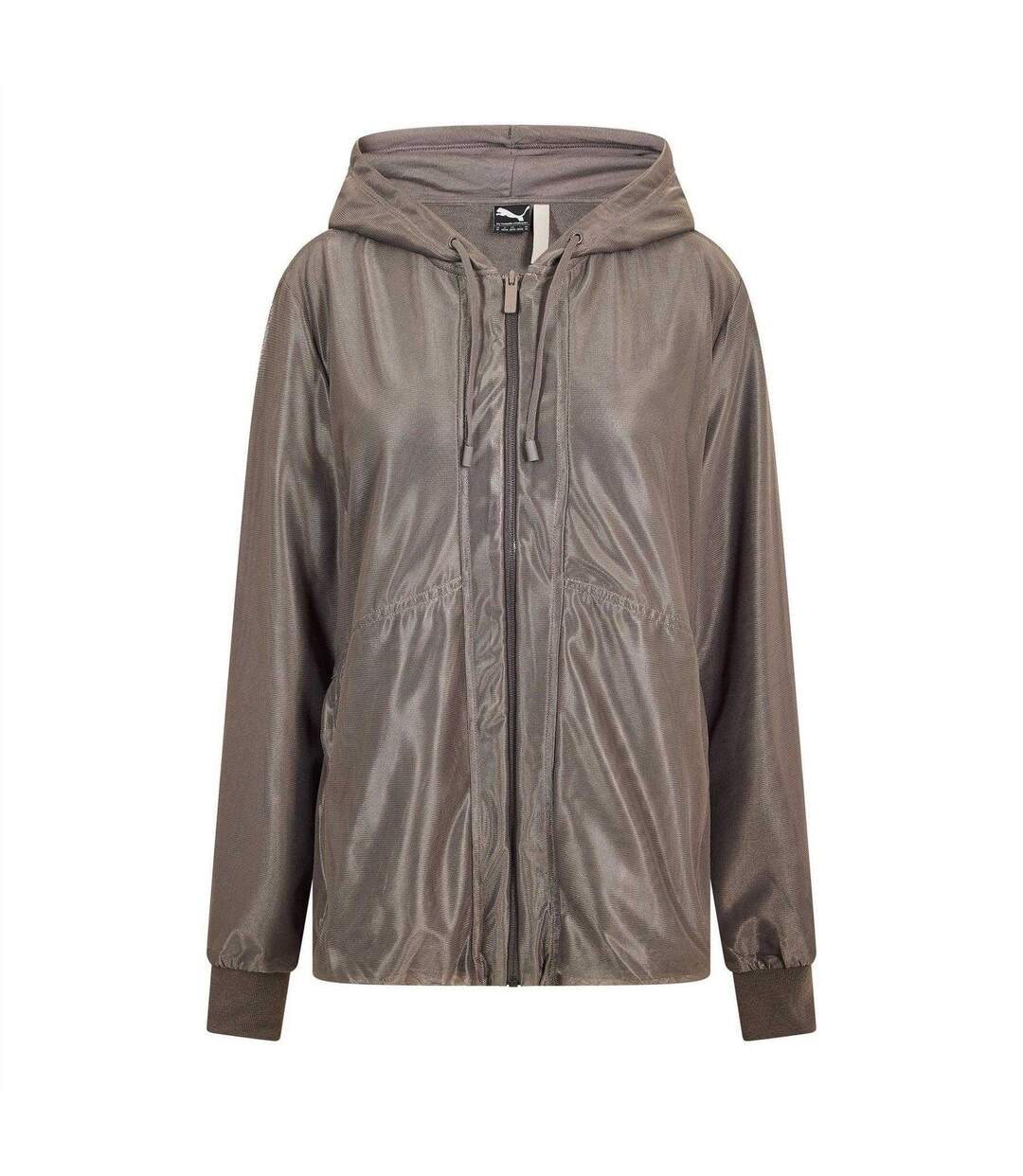 Womens/ladies Metallic Hooded Jacket Purple Puma-1