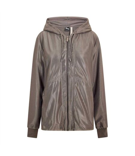 Womens/ladies Metallic Hooded Jacket Purple Puma