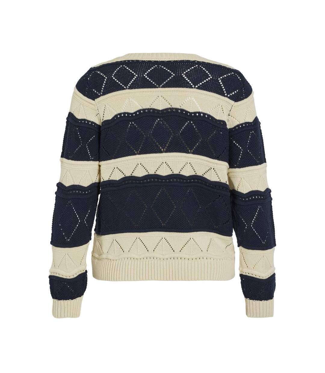 Pull beige/marine femme vila lolise-2