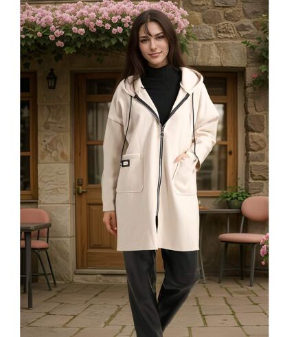 Manteau long femme manches longues - Couleur Noir