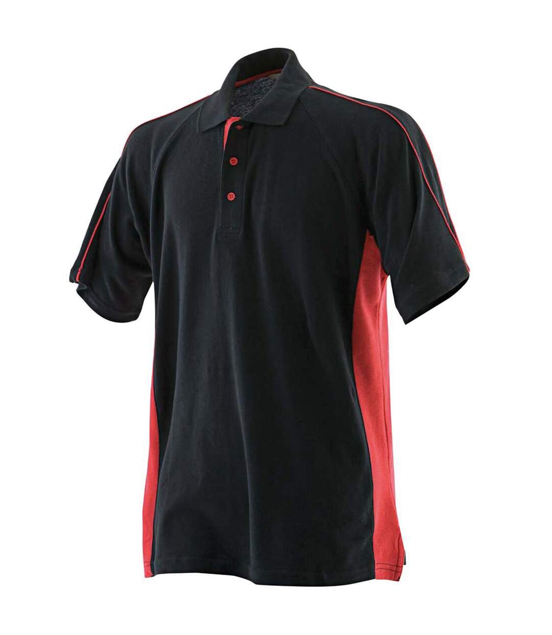 Finden & Hales Mens Sports Polo T-Shirt (Black/Red)