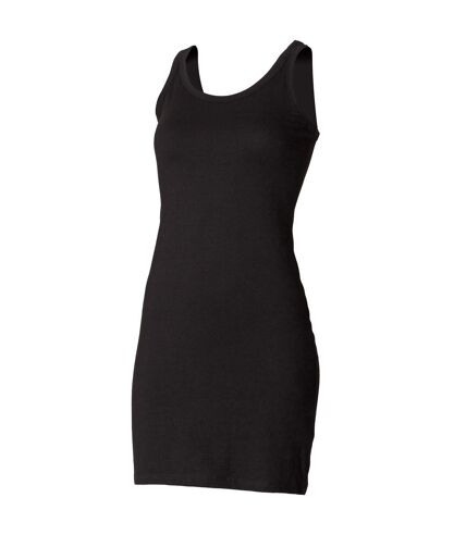 Skinni Fit Ladies/Womens Extra Long Stretch Tank Top / Vest (Black) - UTRW1366