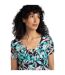 Womens/ladies nuri printed eco liva tunic aqua blue Weird Fish-3