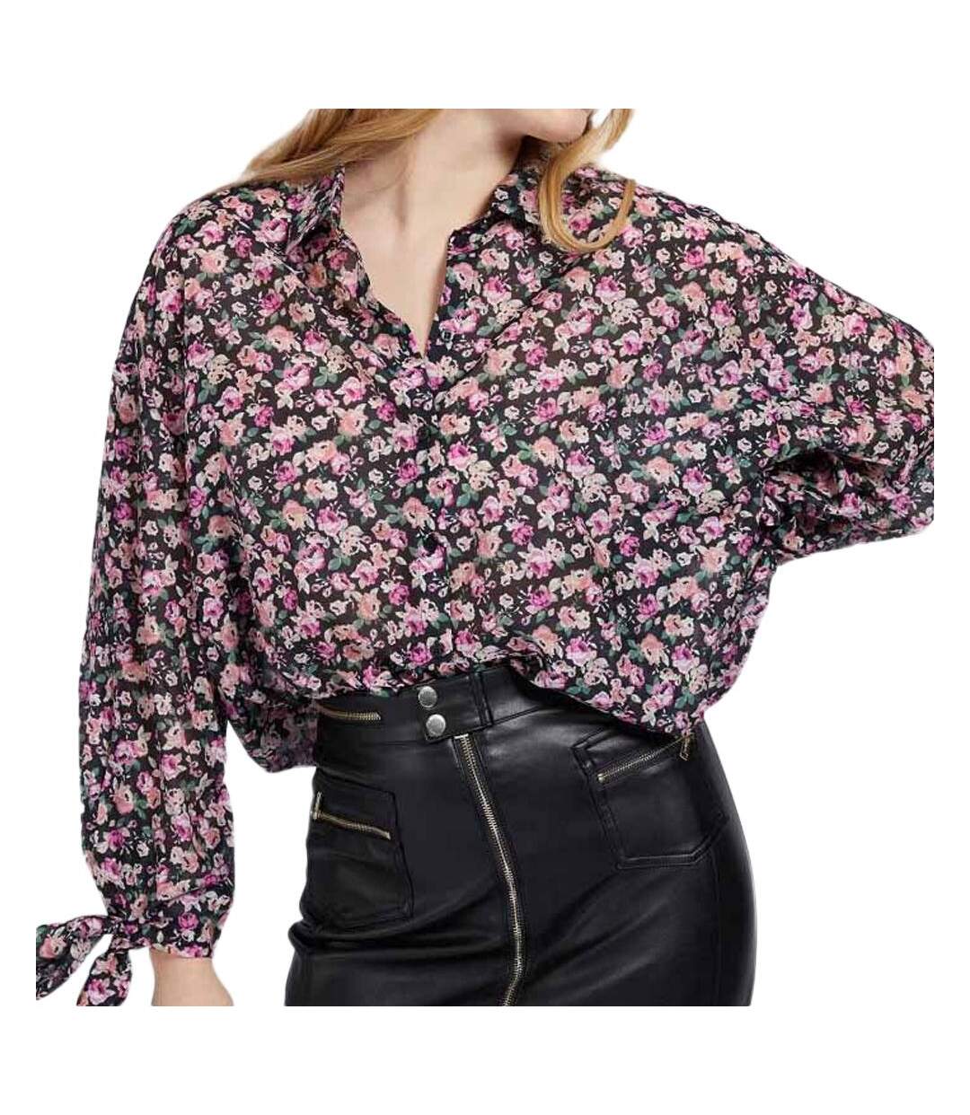 Chemise noire/rose femme guess w1gh0jwcvf0-1