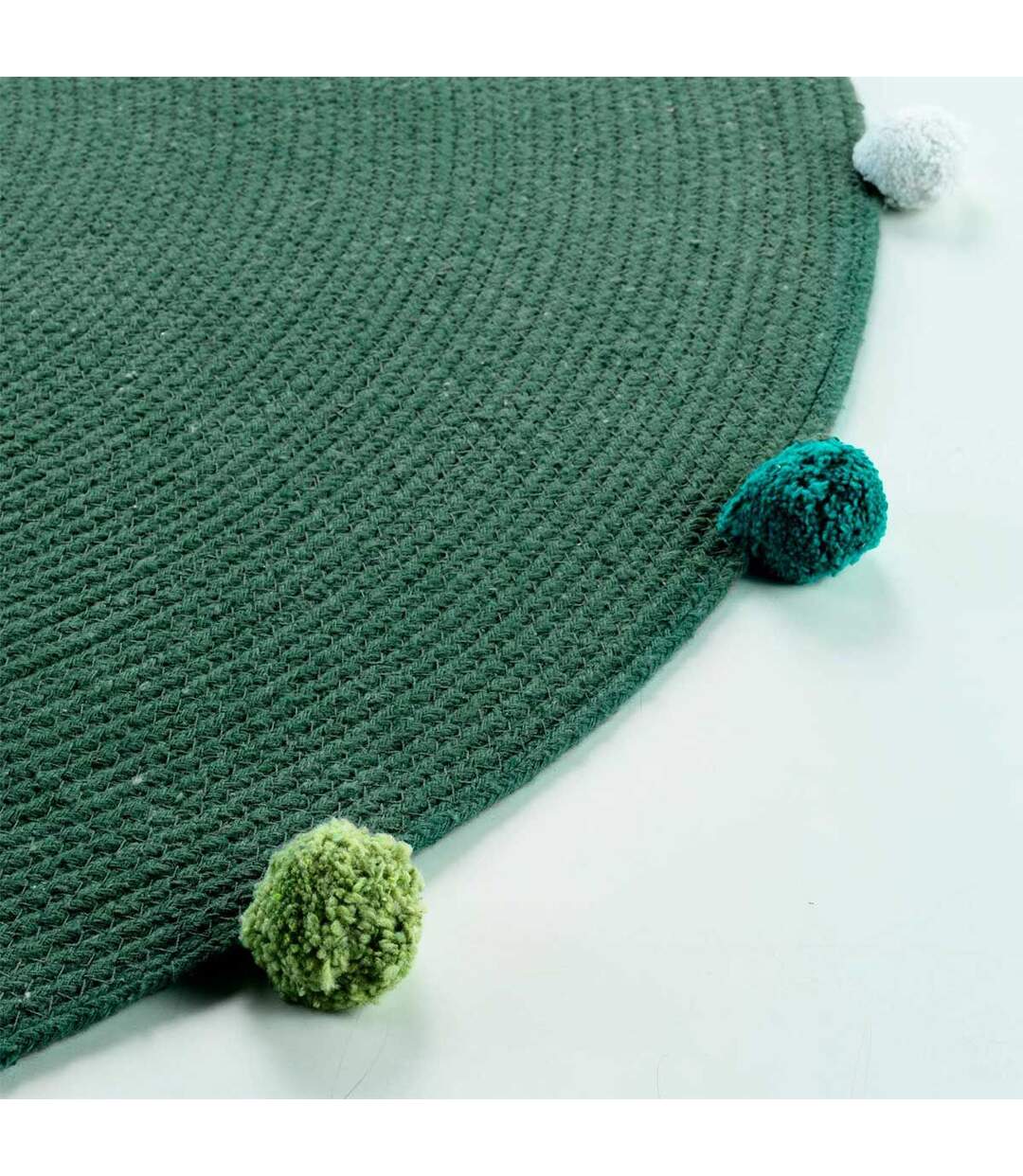 Tapis Rond Enfant Pompomparty 90cm Vert-2