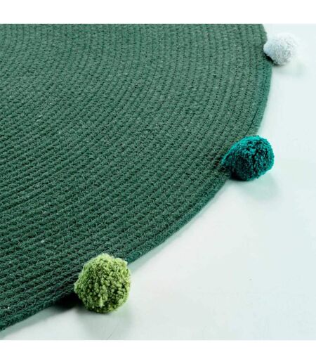 Tapis Rond Enfant Pompomparty 90cm Vert
