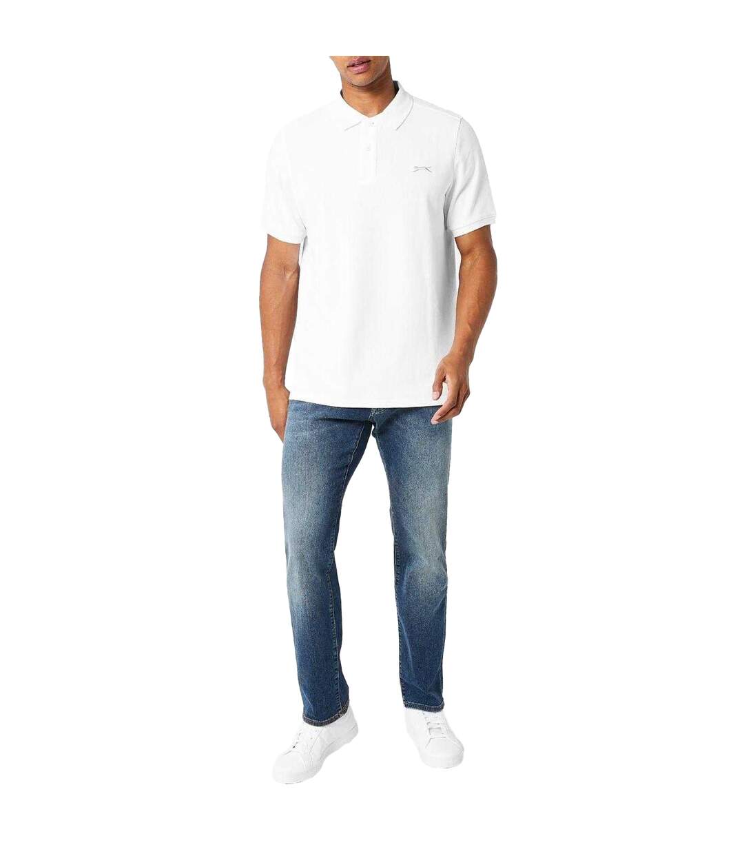 Polo Motif/style Logo Brodé Homme Blanc Slazenger-4