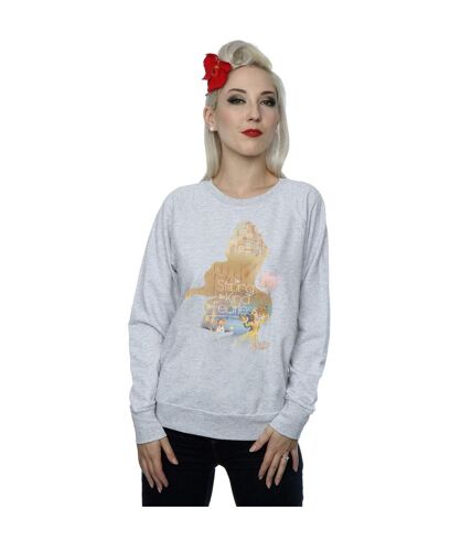 Disney Princess Womens/Ladies Belle Filled Silhouette Sweatshirt (Heather Grey)