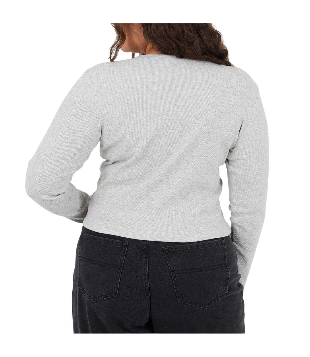 T-shirt Manches Longues Femme Gris Chiné Chiné Brave Soul-3