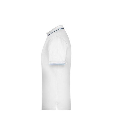 Polo Motif/style Rayures Contrastées Homme Blanc Bleu Marine James And Nicholson