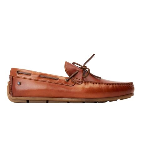 Mens Brooks Driver Leather Loafers Burnt Tan Base London