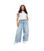 T-shirt Motif/style Ringer Femme Blanc Bleu Marine Brave Soul-4