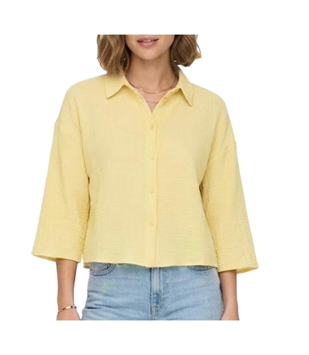Chemise jaune femme jdy theis life 3/4-1