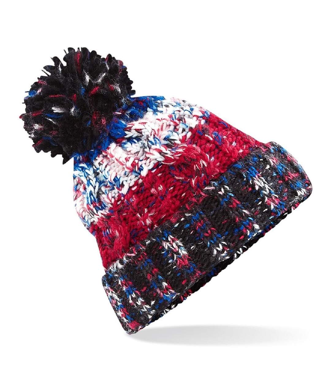 Bonnet à pompon adulte - B486 - noir et multicolore