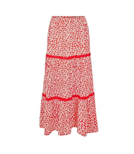 Jupe Longue Motif/style Floral Aubrie Femme Rouge Threadbare