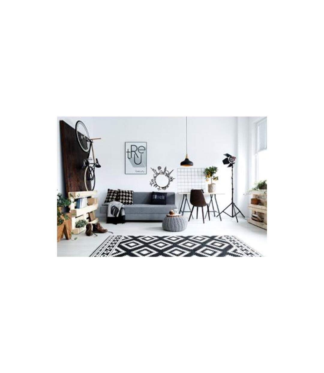 Sticker Plat Déco Monde 60cm Noir & Blanc-2