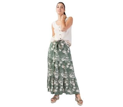 Jupe longue femme CHERRY imprimé fleur de lotus Coton Du Monde