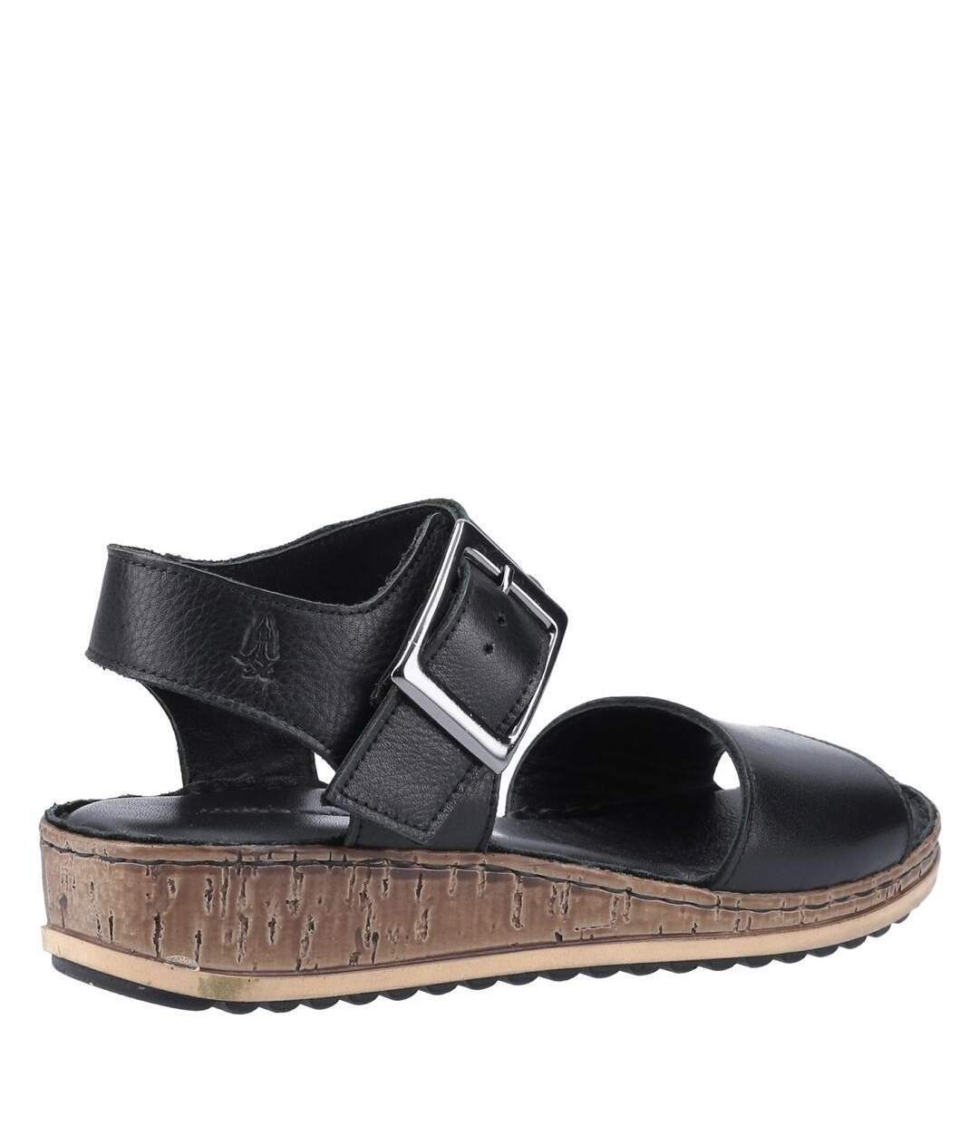 Womens/ladies ellie leather wedge sandals black Hush Puppies-4