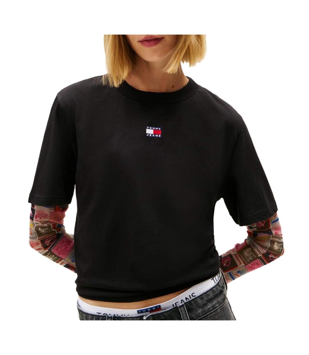 T-shirt noir femme tommy hilfiger tjw bxy badge-1