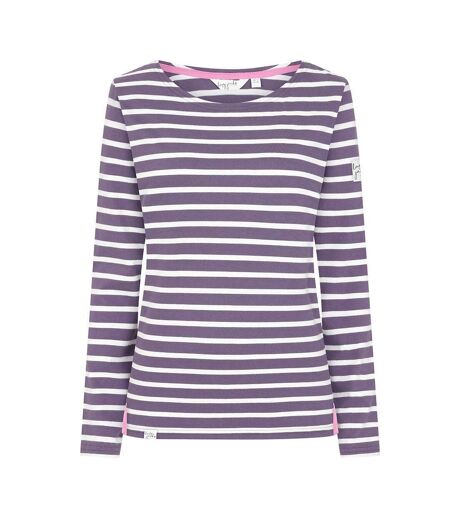 Womens/ladies Striped Breton Top Loganberry Lazy Jacks