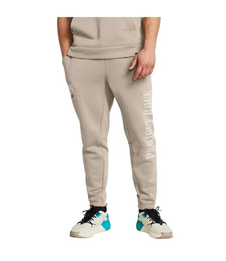 Mens Project Rock Fleece Icon Tapered Athletic Joggers Brown Under Armour