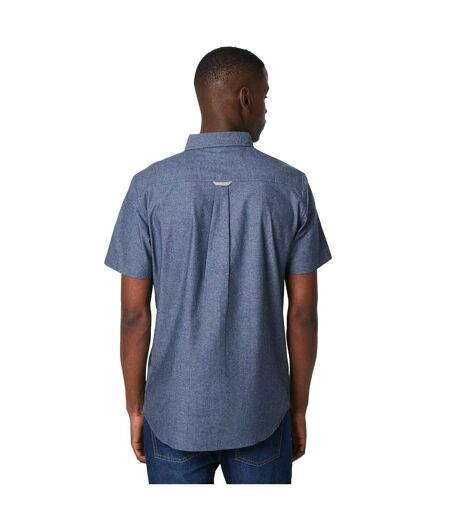 Mens chambray look short-sleeved shirt dark blue Maine