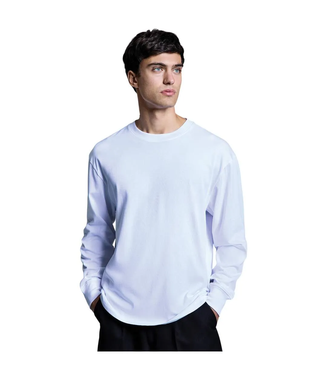 Mens Headline Heavyweight Long-sleeved T-shirt White Anthem-3