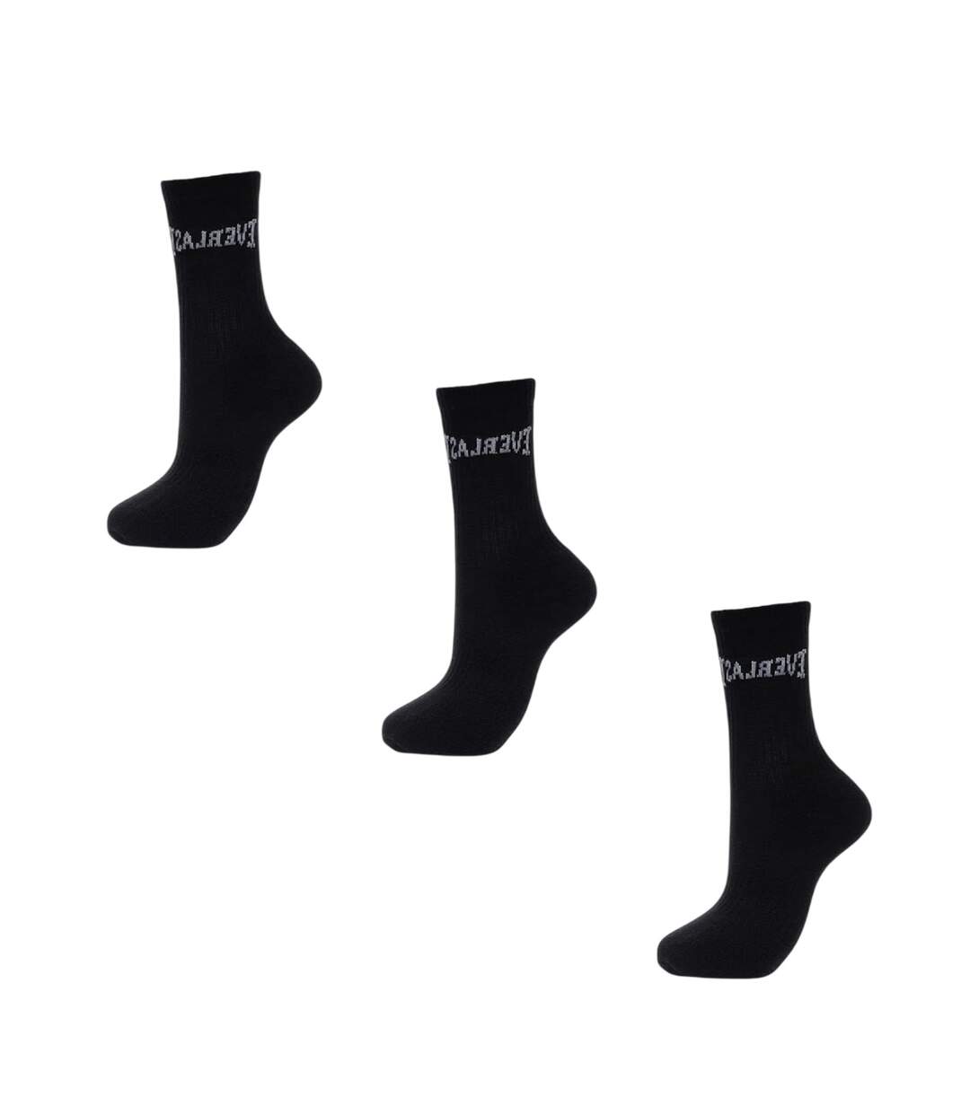 Pack Of 3  Womens/ladies Logo Crew Socks  Black Everlast-2