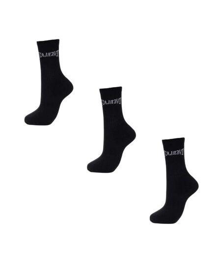Pack Of 3  Womens/ladies Logo Crew Socks  Black Everlast