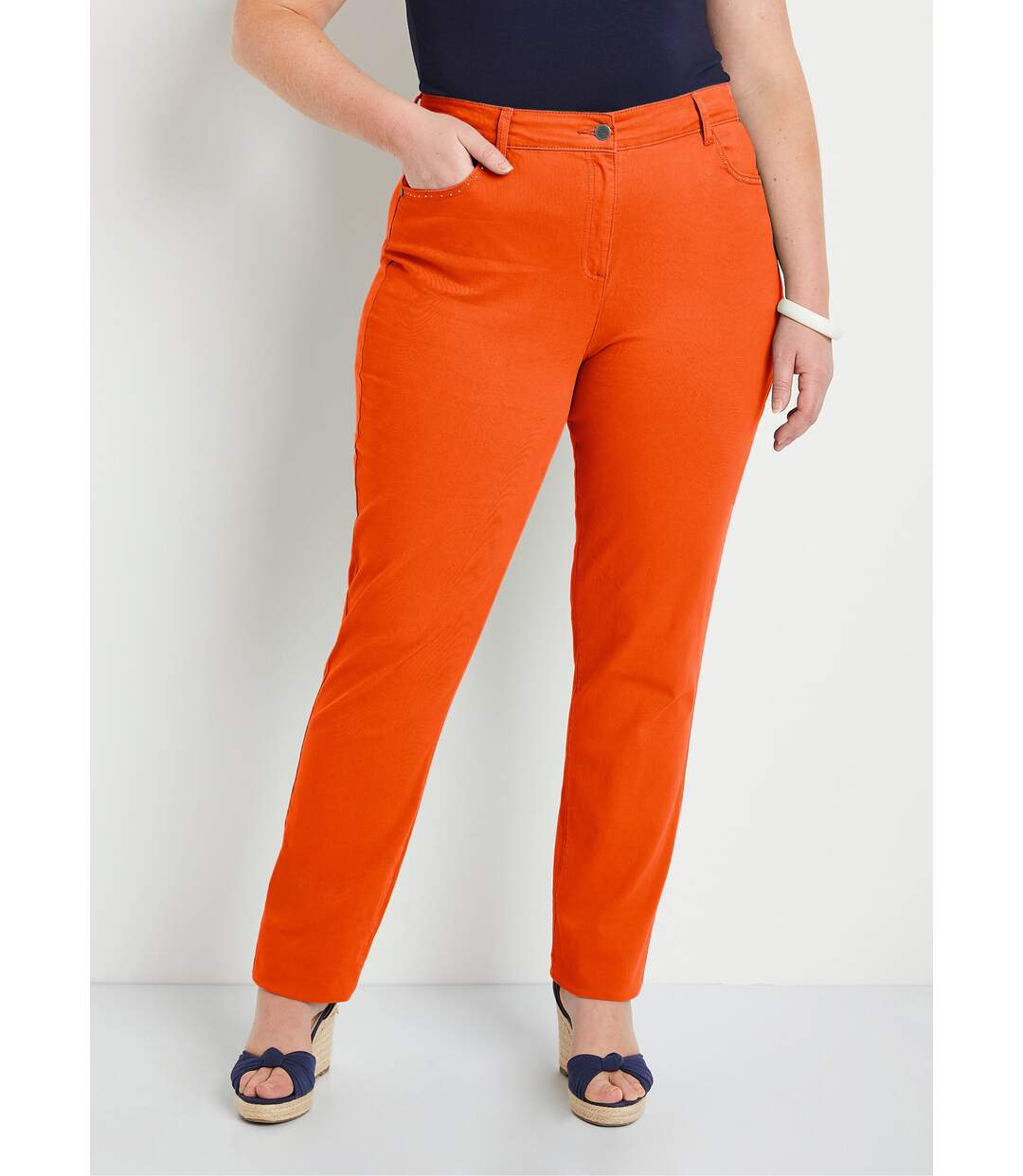 Pantalon droit 5 poches coton stretch-1